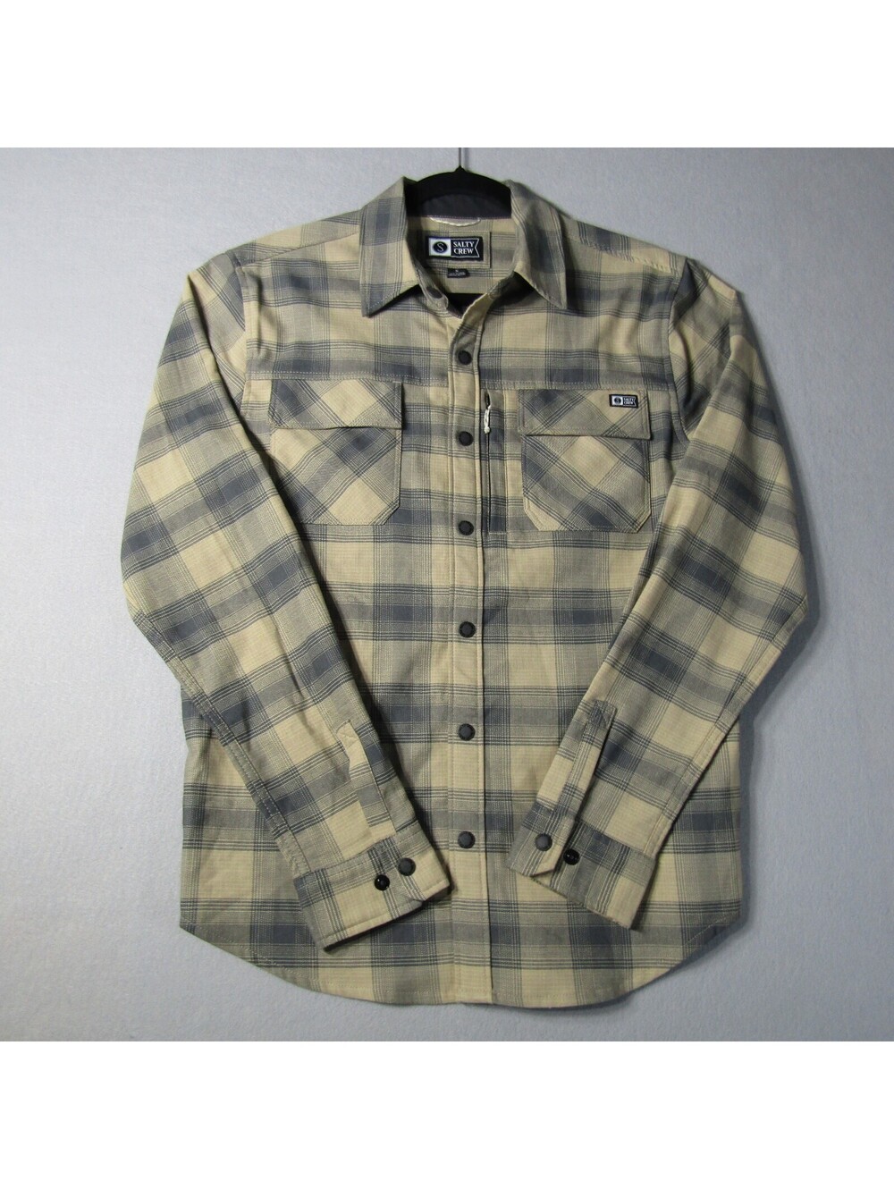 NWT Salty Crew Fathom LS Tech Flannel Shirt Men's S Khaki